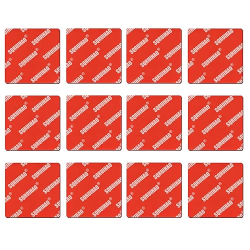 SQRUIHAO Double Sided Sticky Adhesive Pads, 12PCS 2.83" Square Heat Resistant Sticky Pad for Car Dashboard, Heavy Duty Tape Adhesive for Dash Magnet