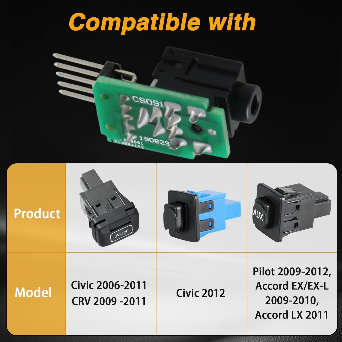 HIMARKLIF AUX Aux Port Auxiliary Input Adapter Audio Input Jack Replacement Repair Kit (Without Cover) Compatible with Civic CRV Pilot Accord