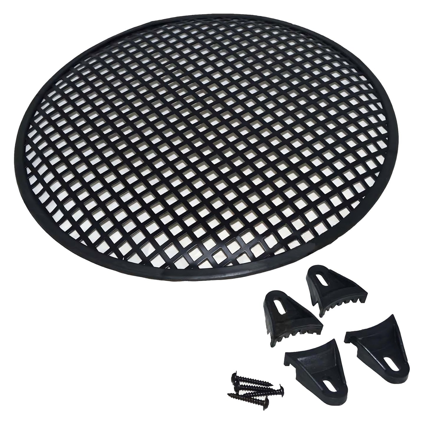 The Wires Zone Steel Speaker Subwoofer Subwoofer Black Waffle Mesh Grill Cover w/Clips & Screw (12-Inch)