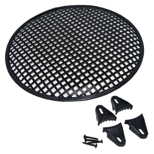 The Wires Zone Steel Speaker Subwoofer Subwoofer Black Waffle Mesh Grill Cover w/Clips & Screw (12-Inch)