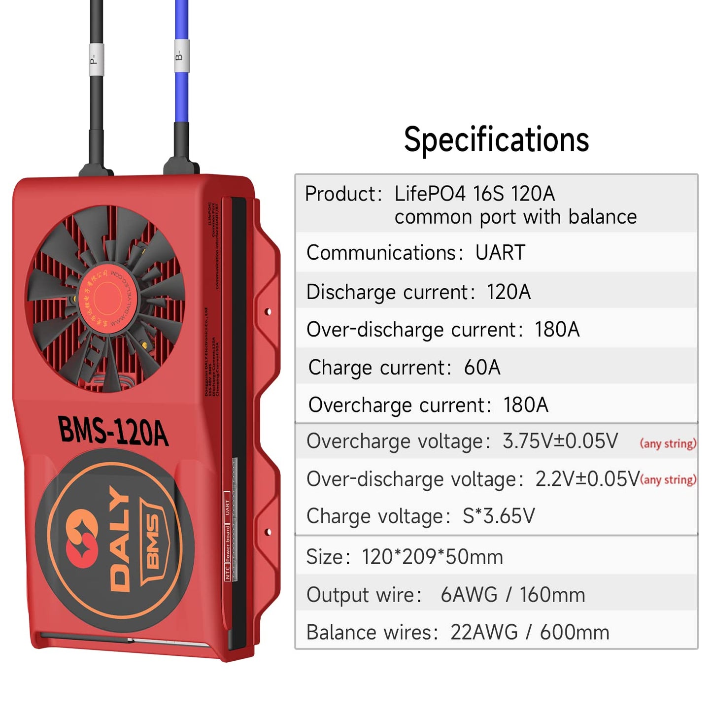 DALY Smart BMS 16S 48V LifePO4 PCB Protection Board with Balance Leads and Wireless Bluetooth Module for 16 Cells 48Volts Lithium Battery Pack(Smart…