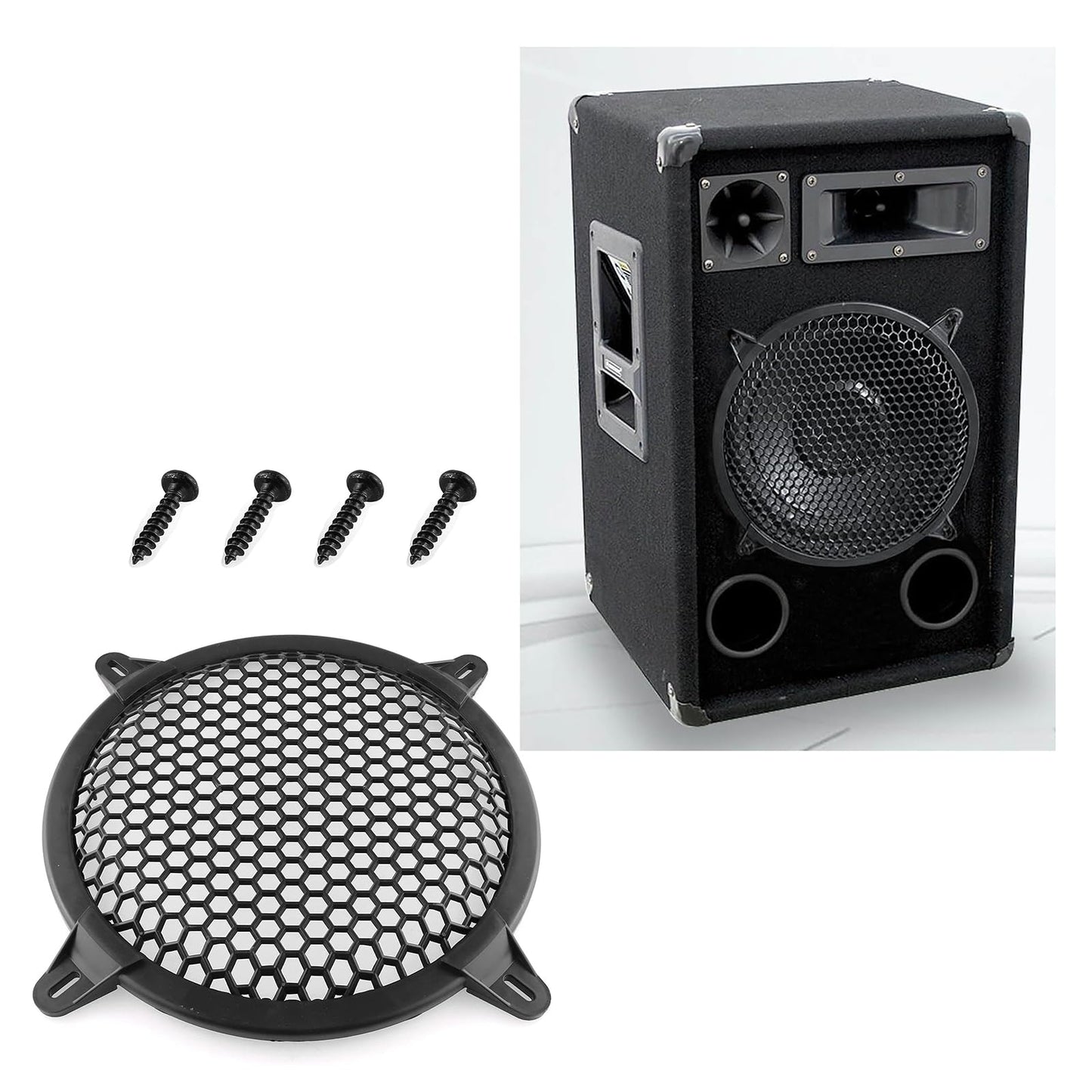 SYCZIOHU 2 Pcs 8 Inch Speaker Grill Plastic Round Subwoofer Grill with 4 Pcs Clamps Waffle Protector Guard Speaker Cover Decorative Car Audio Grille
