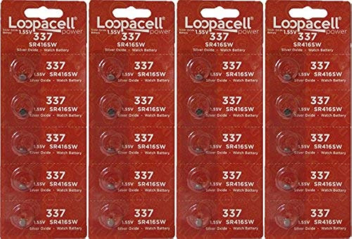 Loopacell 337 (SR416SW) 1.55V Silver Oxide Watch Battery (20 Batteries)