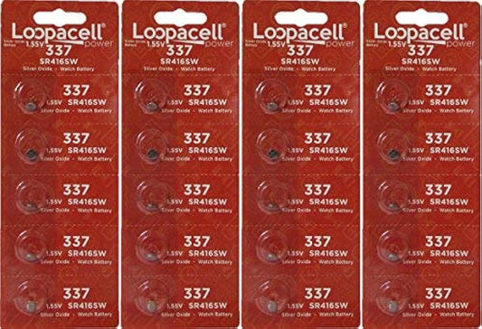 Loopacell 337 (SR416SW) 1.55V Silver Oxide Watch Battery (20 Batteries)