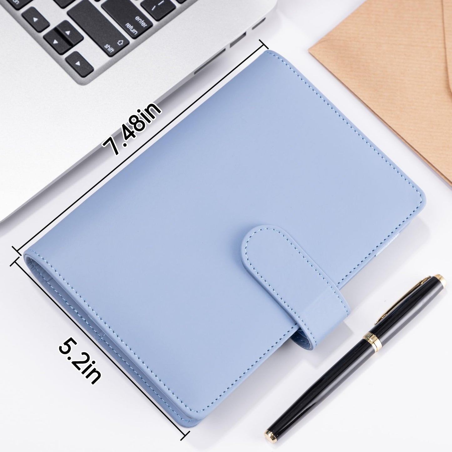 Antner A6 Binder 6 Ring Refillable Notebook Budget Planner for A6 Filler Paper, PU Leather Loose Leaf Personal Planner Wallet Money Organizer Cash