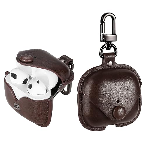 MODOS LOGICOS Case Cover for Air Pods 3 (2021), Leather Case with Secure Snap-Fastener Compatible with Apple AirPods 3rd Generation Charging Case