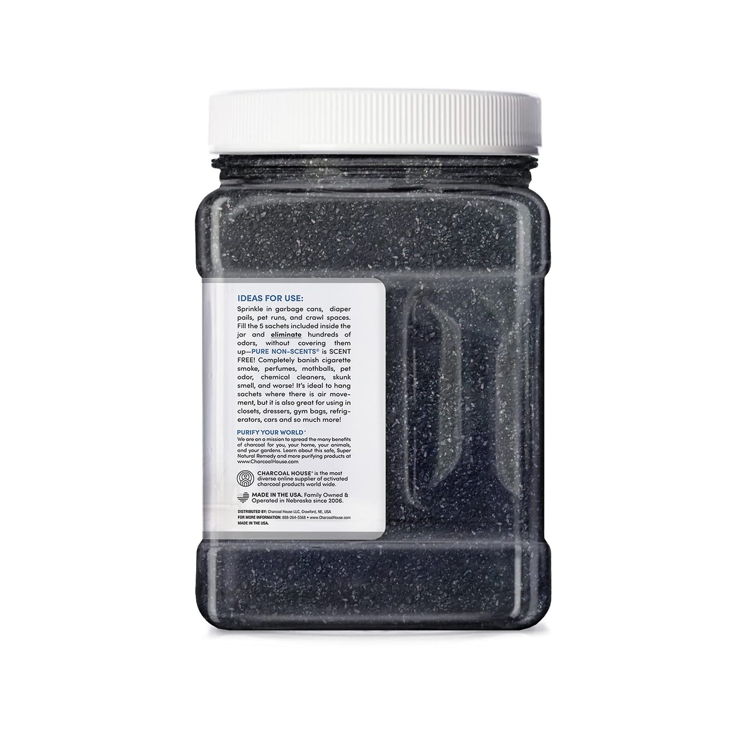 Pure Non Scents® Granular Coconut Shell Activated Charcoal - Non Toxic Odor Absorber & Eliminator for Home, Car, Shoes, Closet, Fridge, & More - Safe