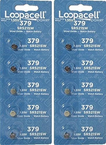 Loopacell Silver Oxide Batteries Size 379 (SR521SW) 10 Batteries