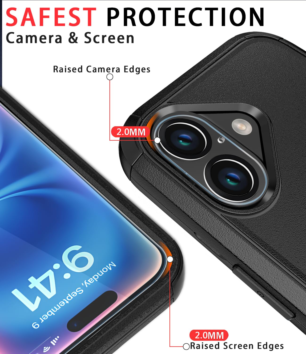 Diverbox for iPhone 16 Case [Shockproof] [Dropproof] [Tempered Glass Screen Protector + Camera Protectors] Heavy Duty Protection Phone Case Cover