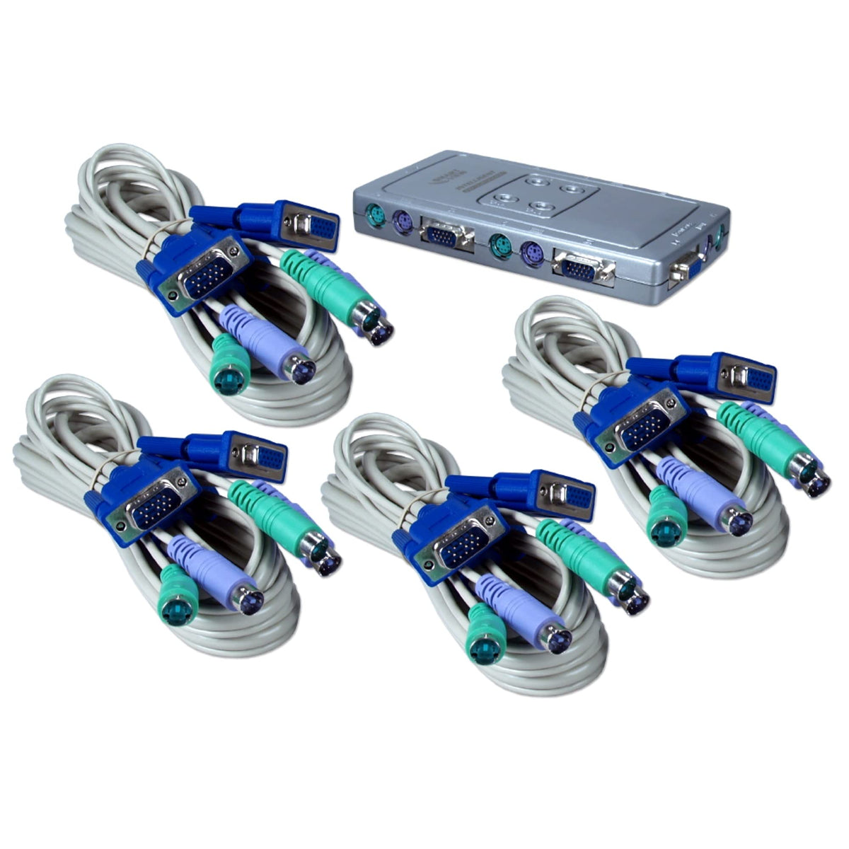 QVS PS/2 4 Port KVM Premium Compact Autoswitch with Combo Cable