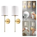 PRIDOLA Set of 2 Wireless Wall Sconces - Stick-On or Screw Mount for Easy Installation with Rechargeable LED Bulbs, Remote Controlled, Adjustable