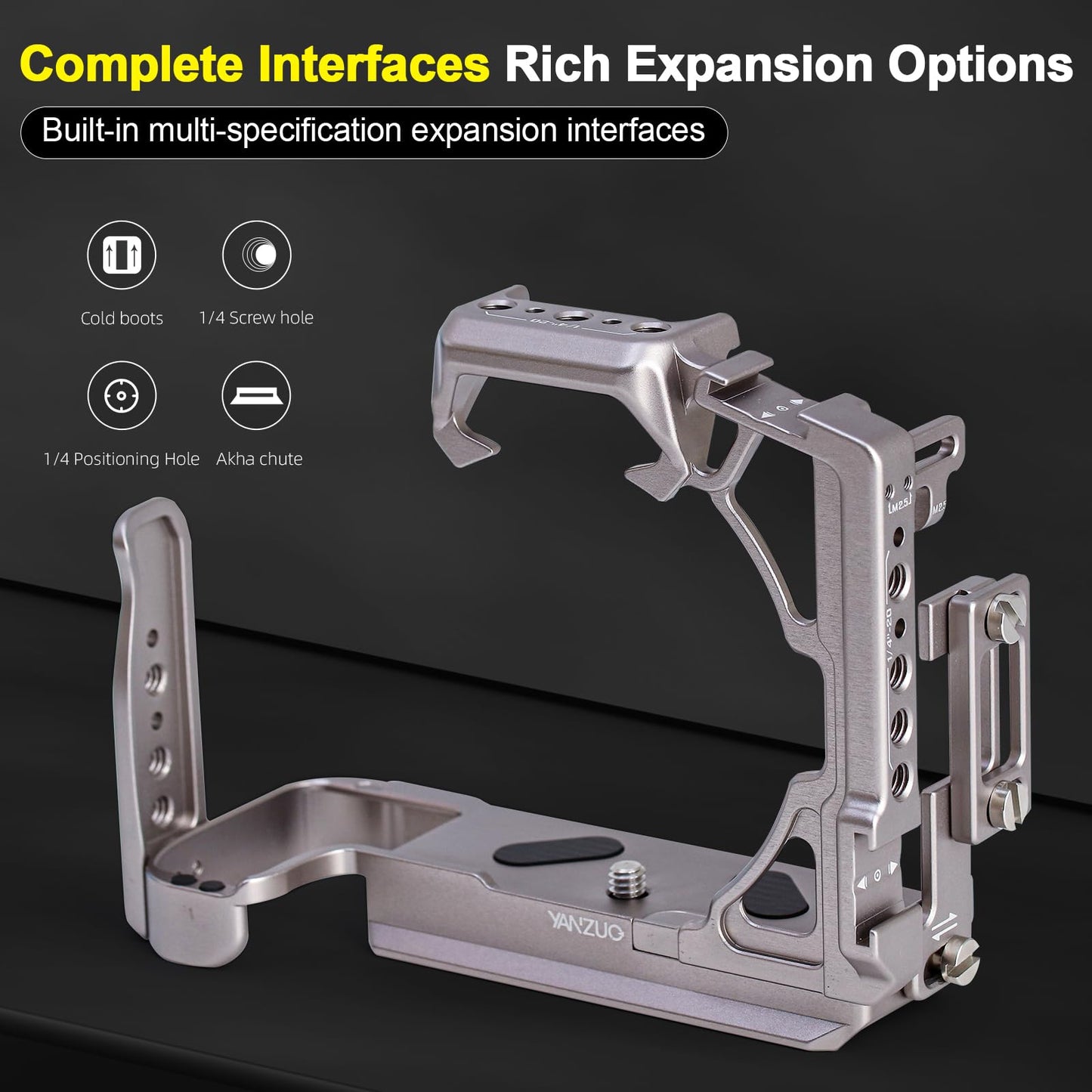 YANZUO Full Camera Cage for Nikon Z6 III, Lightweight Anodized Aluminum Rig with 38mm Arca-Swiss Plate, Quick Release, Two-Point Locking for Gimbal