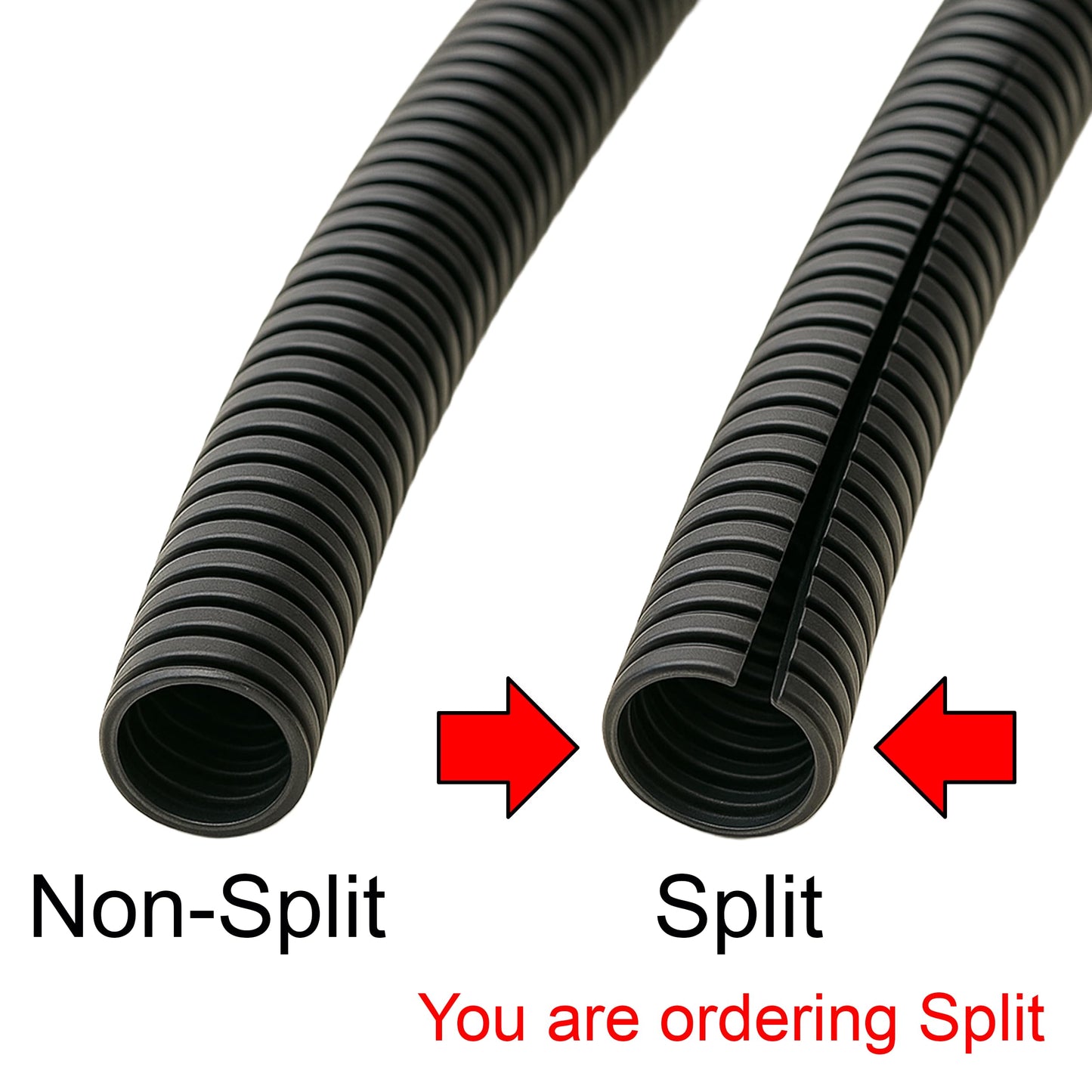 Electriduct Split Wire Loom Tubing Polyethylene Corrugated Flexible Conduit - 3/4" Nominal Size - 10 Feet - White