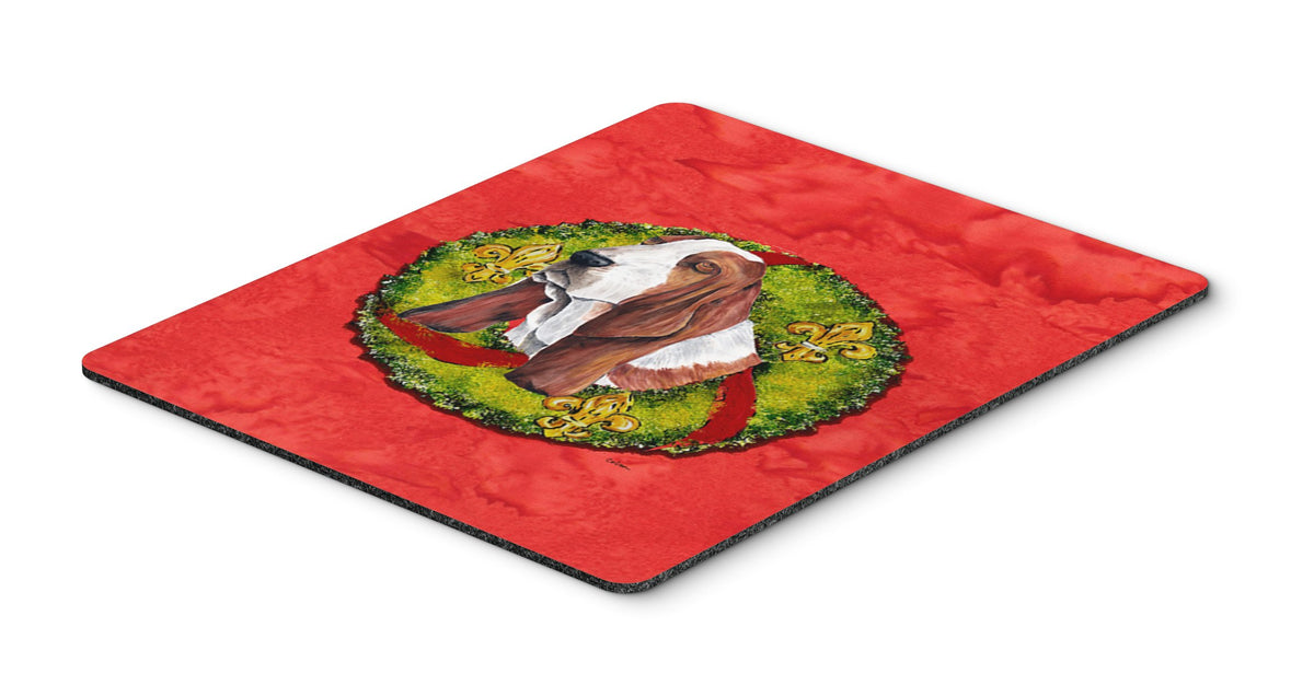 Caroline's Treasures SC9100MP Basset Hound Christmas Wreath Mouse Pad, Hot Pad or Trivet for Home Office Gaming Working Computers Laptop Mouse