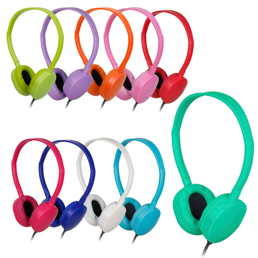 OSSZIT Headphones for Kids School Classroom Bulk 10 Pack Multi Colored,Wired Adjustable Student Headphones with 3.5mm Plug for Students Teens Children