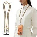 4-in-1 Charging Lanyard,1.5m/4.9ft Adjustable Crossbody Strap with 240W Fast Charging Data Sync for iPhone,Android(Gold)