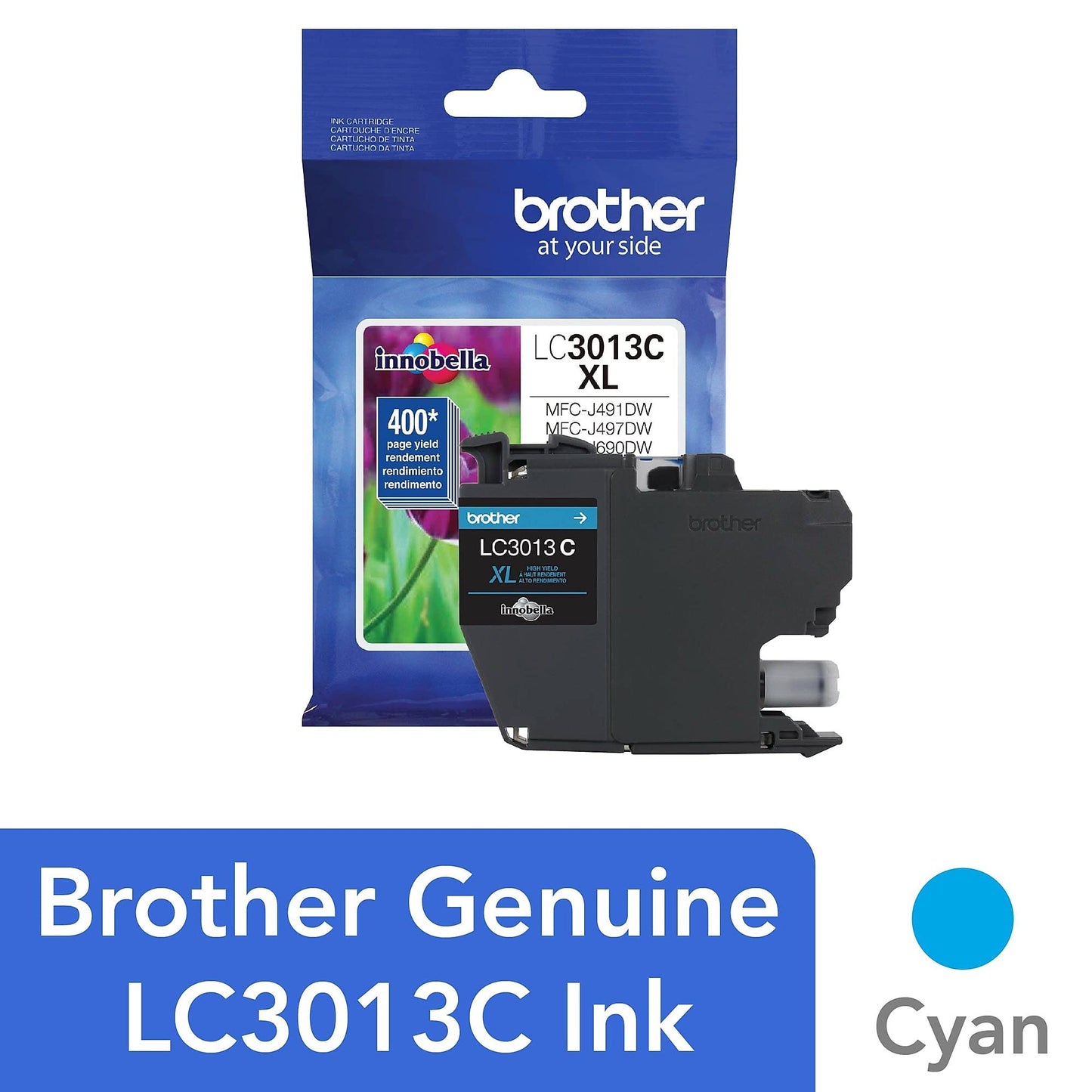 Brother Printer LC3013C Single Pack High Cartridge Yield Up to 400 Pages LC3013 Ink Cyan