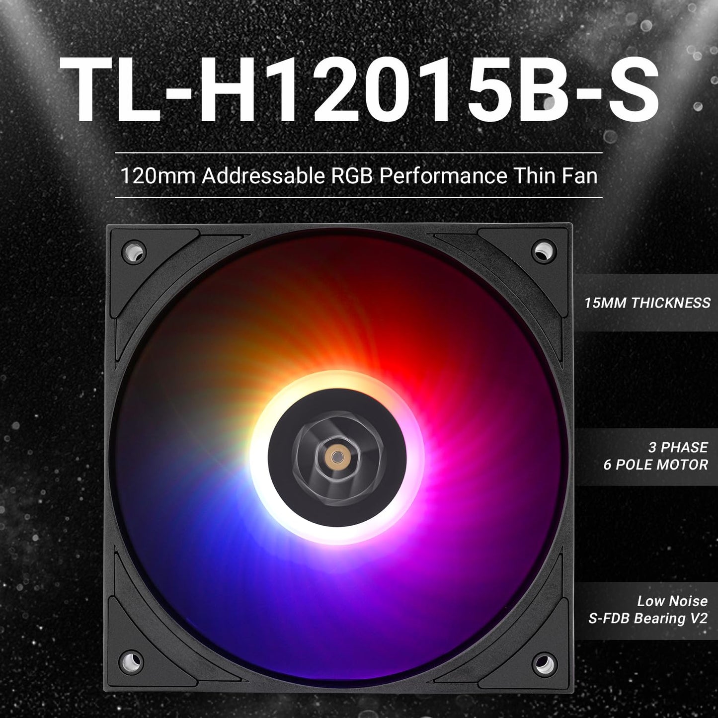 Thermalright TL-H12015B-S CPU ARGB Fan,Computer Case Cooling Quiet, 1900RPM High Speed,15mm Slimline Cooler for CPU Cooling and Chassis,Black, 120mm