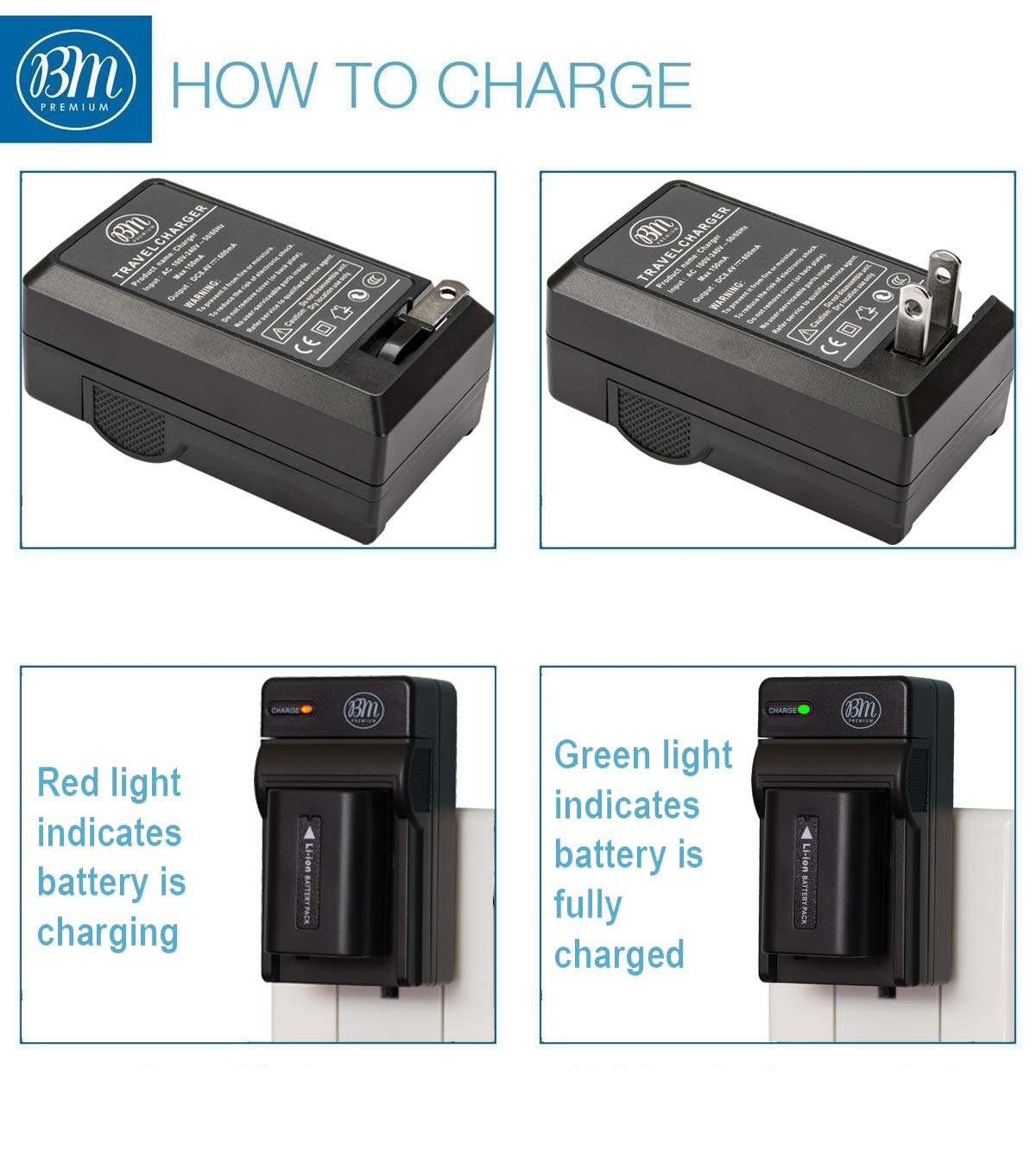 BM Premium Pack of 2 NP-FV50 Batteries and Battery Charger for Sony FDR-AX53, HDR-CX675/B, HDR-CX455/B, HDR-CX330, HDR-CX380, HDR-CX430V, HDR-CX900