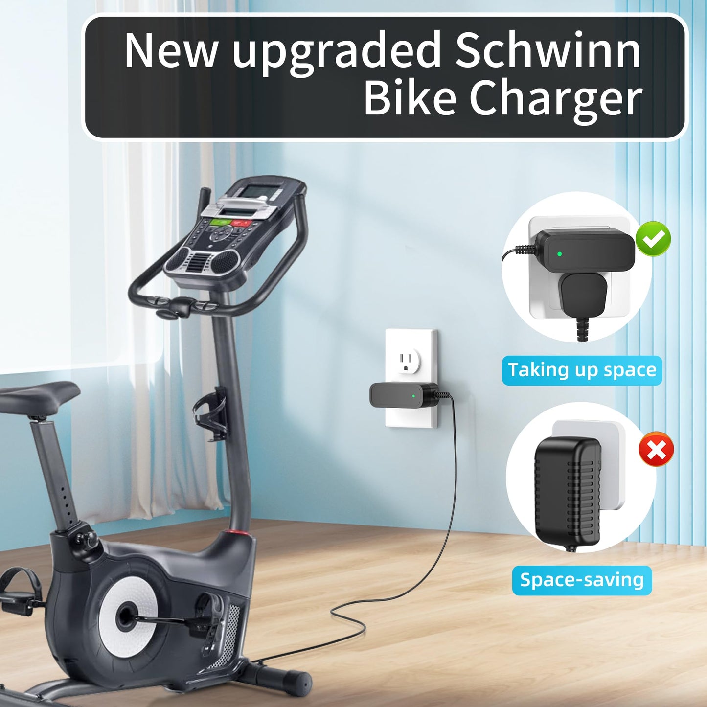 Power Cord for Schwinn Bike Charger Exercise Elliptical Recumbent Upright Trainer A10 A20 120 122 125 130 150 170 213 220 222 240 270 430 460 Schwinn…