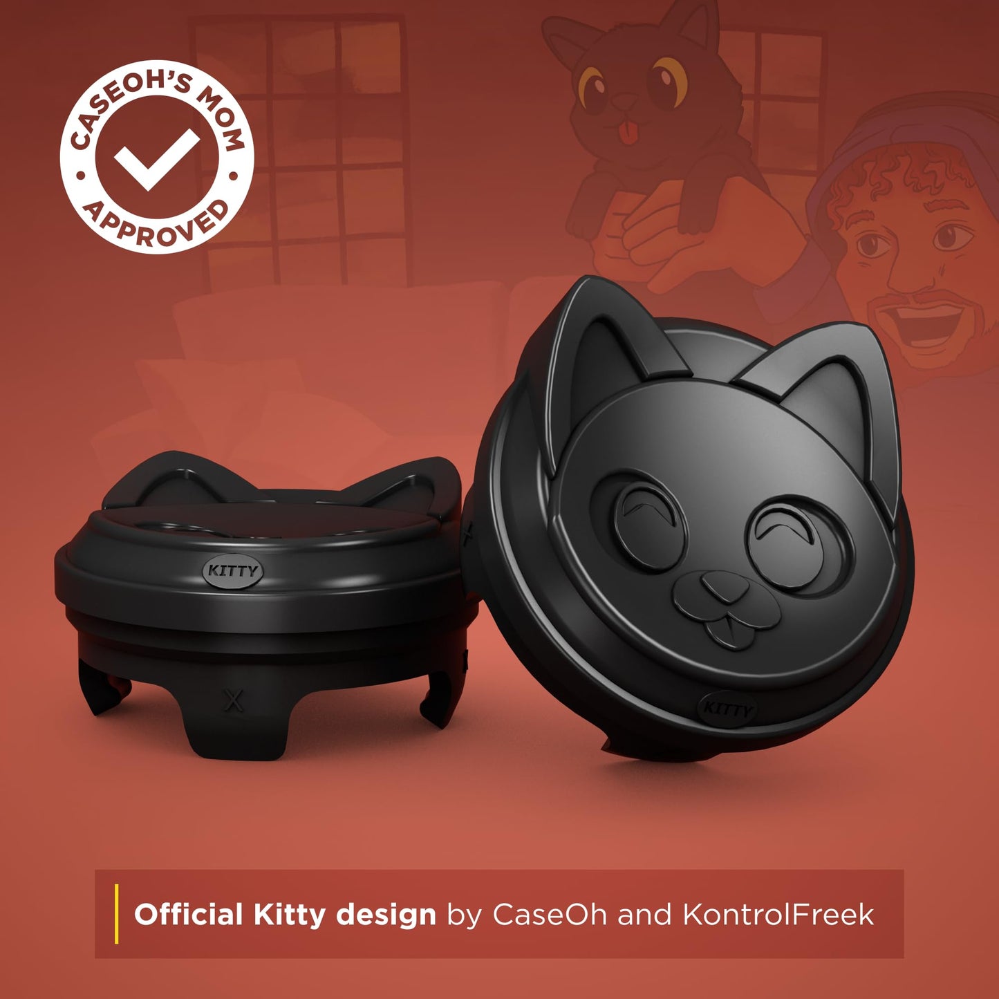 KontrolFreek CaseOh Performance Thumbsticks® - Kitty! Edition | PlayStation 4 (PS4), PlayStation 5 (PS5), | Black