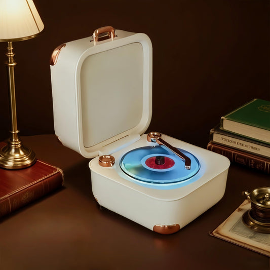 ULIKTO Retro Bluetooth Speaker Portable Vintage Record Player Decor TWS Speakers with RGB Light Small Wireless Speakers Support TF Card Birthday