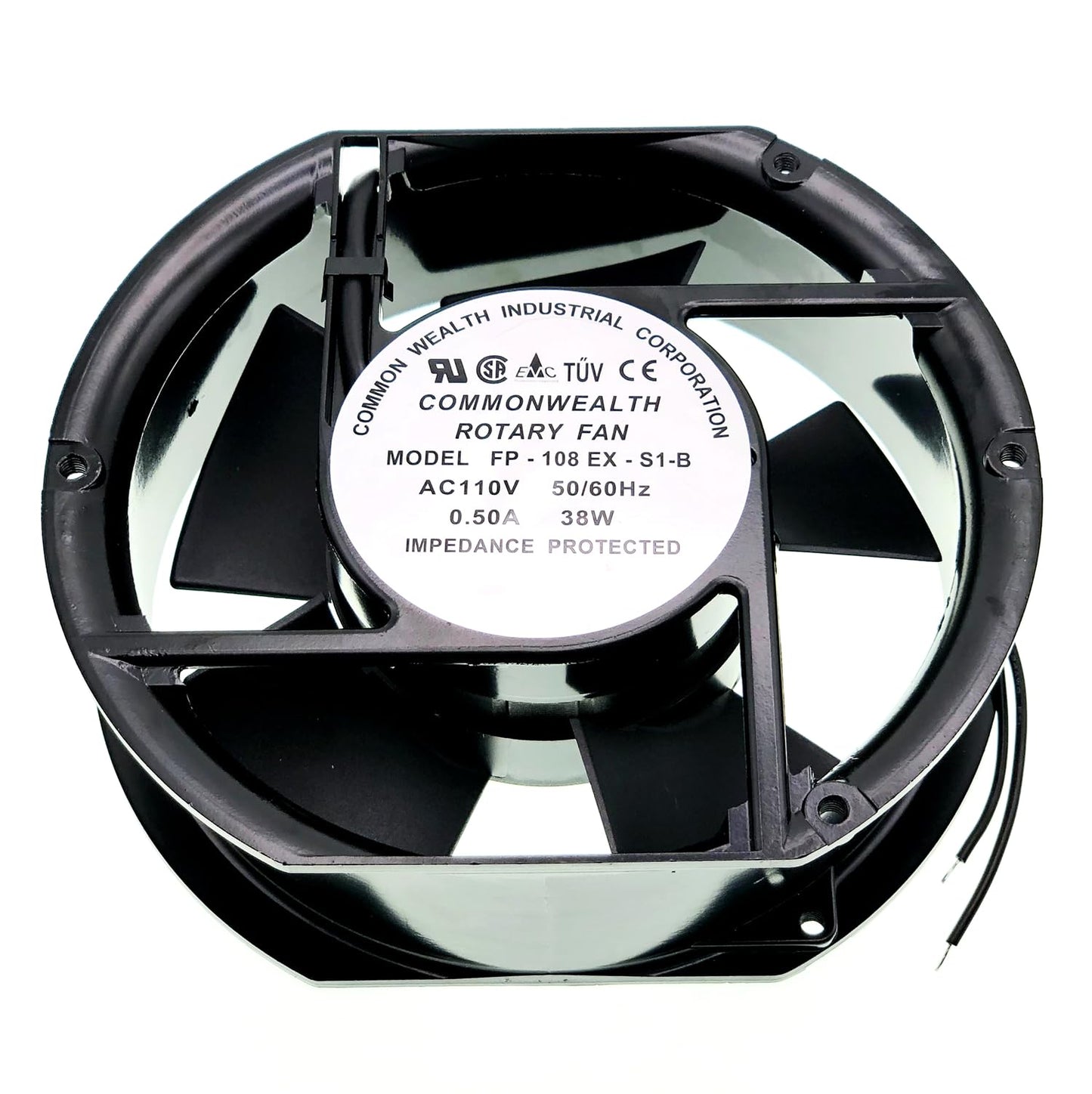 FP-108EX-S1-B 110V 50/60Hz Cooling Fan 38W 0.50A, 172×150×50mm Ball Bearing AC Fan