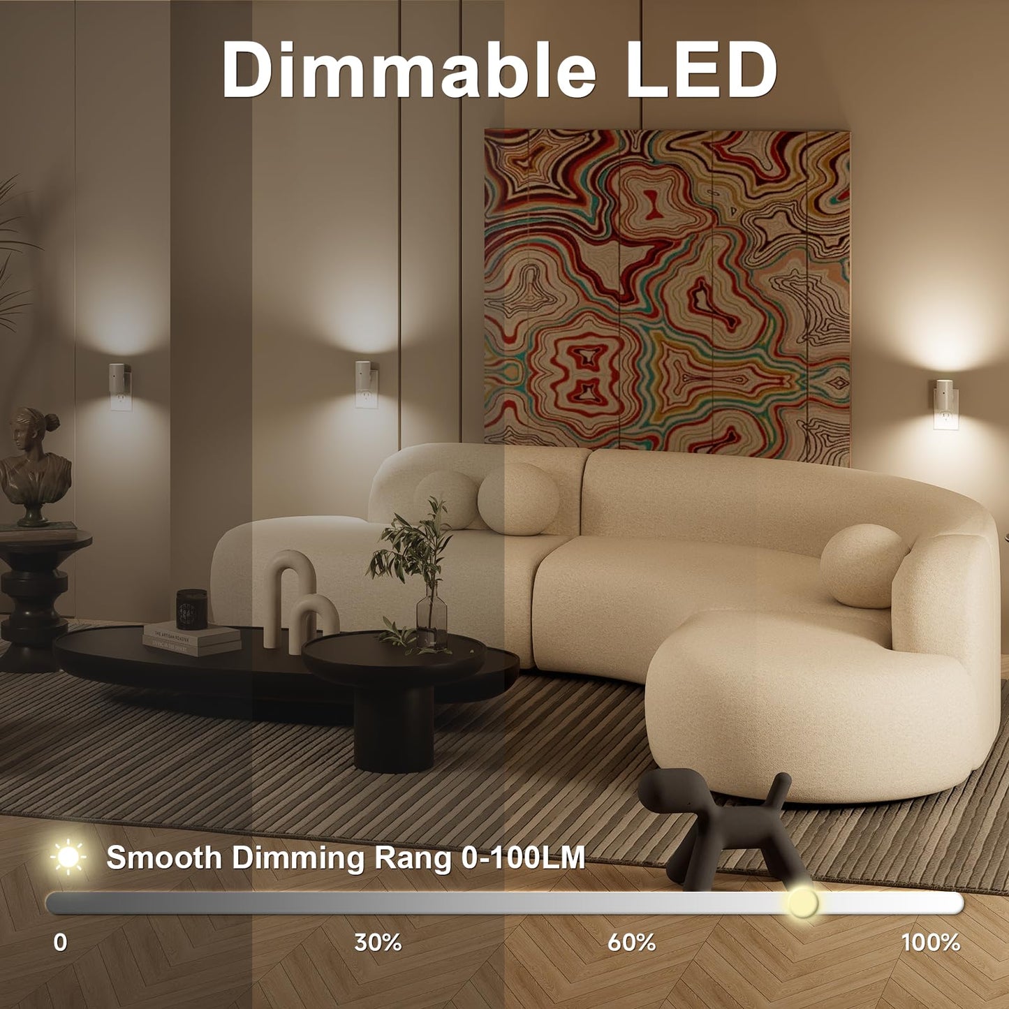 NIORSUN Night Lights Plug into Wall, Dimmable with 3 Color Modes & Auto On/Off Sensor, Ultra-Slim Nightlight for Hallway, Bathroom, Bedroom, Nursery