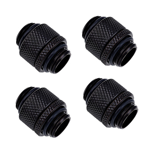 Alphacool Eiszapfen G1/4" Male to Male 10mm Extender Fitting, Rotary, Deep Black, 4-Pack