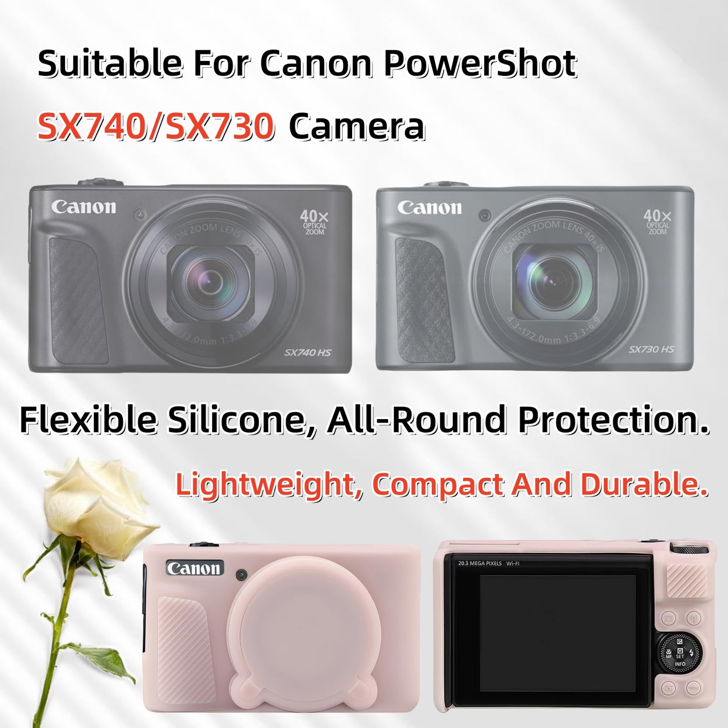 SZHSYJY Camera Case for Canon PowerShot SX740/ SX730 Digital Camera,Soft Silicone Protective Bag Removable Lens Cover,Anti-Scratch Slim Fit