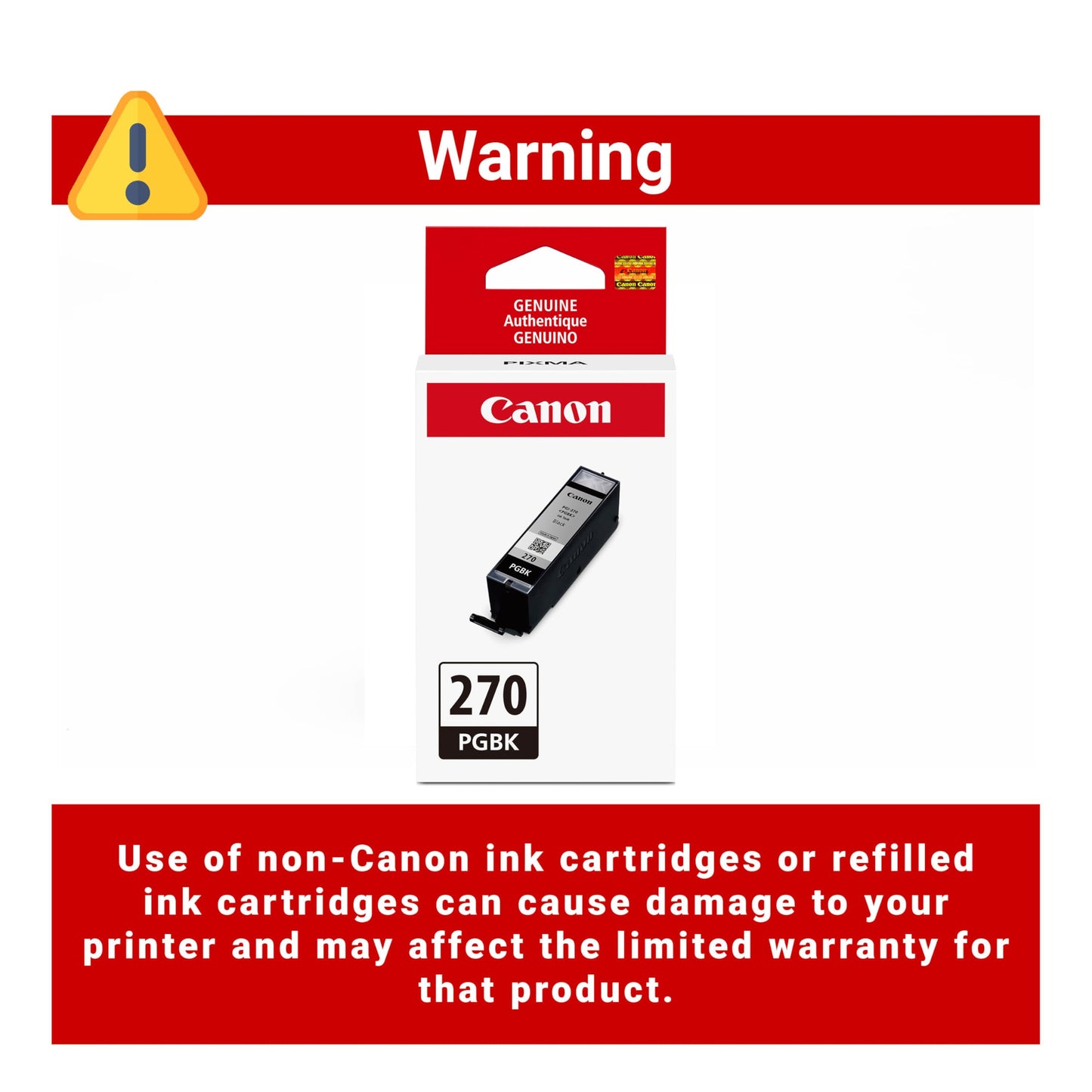 Canon PGI-270 Genuine Pigment Black Ink Tank, Compatible with MG6820, MG6821, MG6822, MG5720, MG5721, MG5722, MG7720, TS5020, TS6020, TS8020,