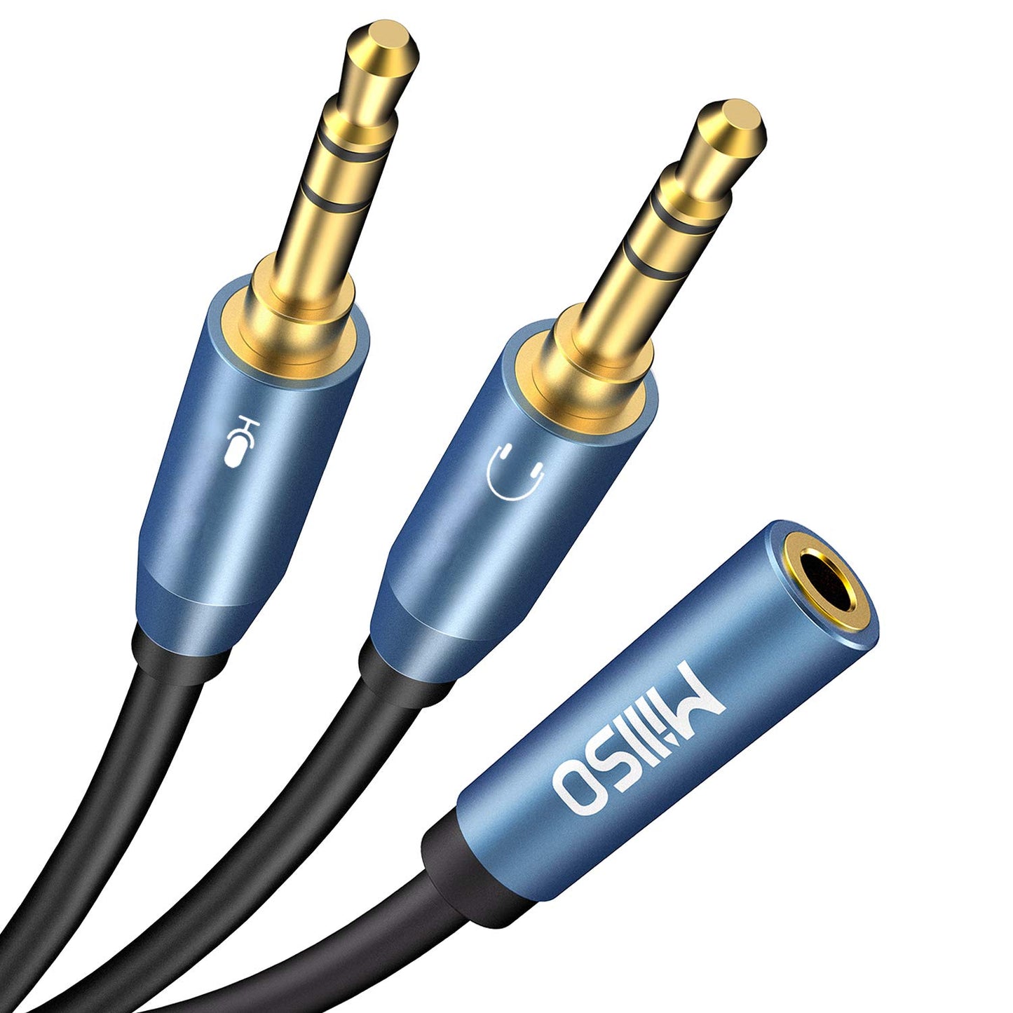 MillSO Headset Splitter, CTIA 3.5mm 2 Male to 1 Female Headphone Adapter with Separate Microphone and Headphone Jack for Gaming Headset to PC