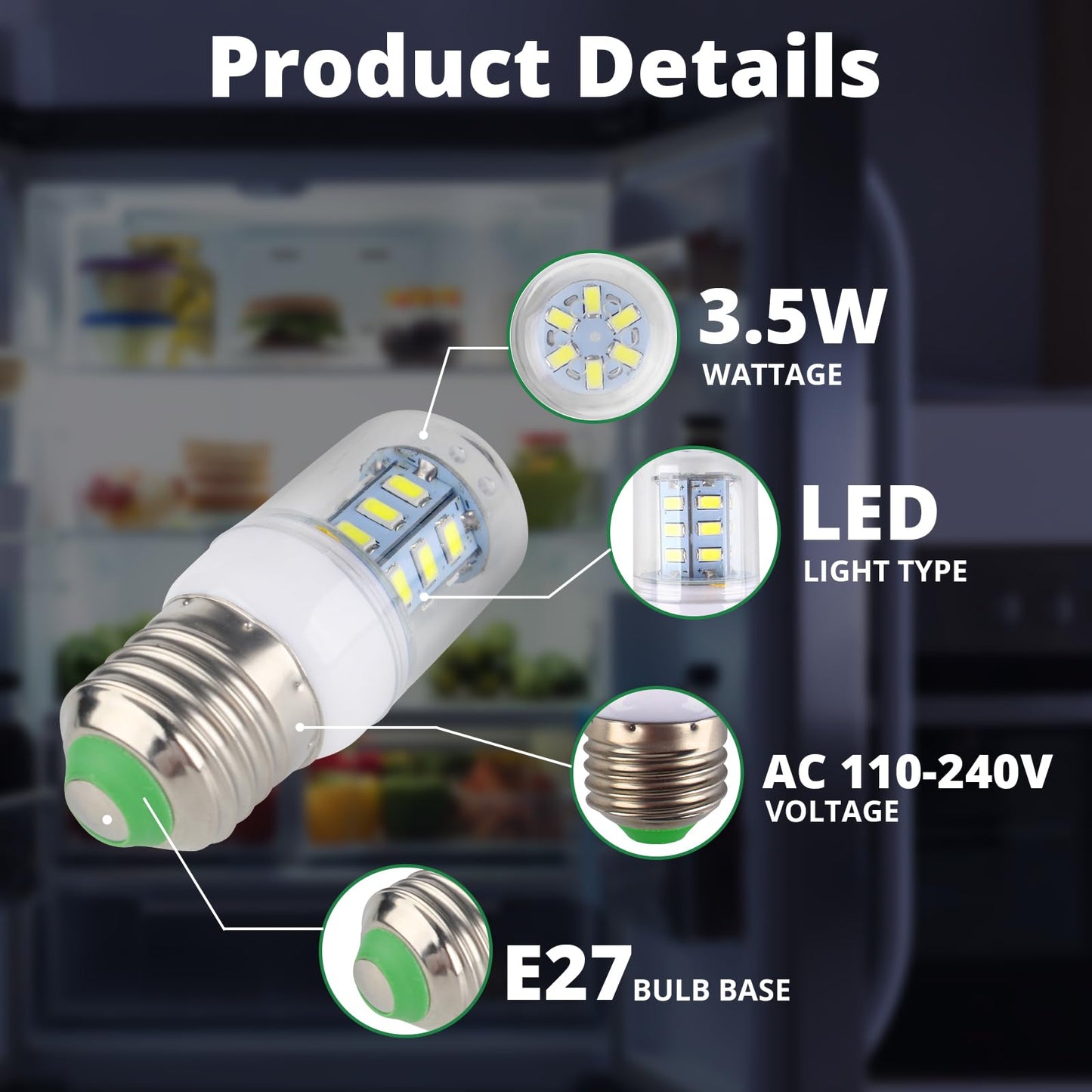 Earthtec E27 Led Bulb Kitchen Range Hood,Bathroom Exhaust Fan Refrigerator
