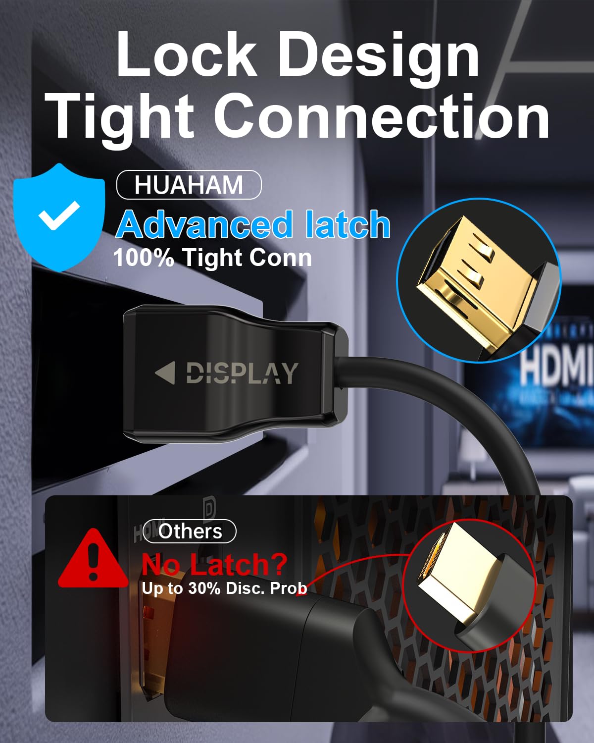 YSerendept 8K Fiber Optic HDMI Cable CL3 Rated(50ft),48Gbps Long HDMI 2.1 Cable[8K@60Hz,4K@120Hz] with Lock Connector,Compatible with TVs,Displays,Desktop,Laptops,Projectors,Gaming Consoles