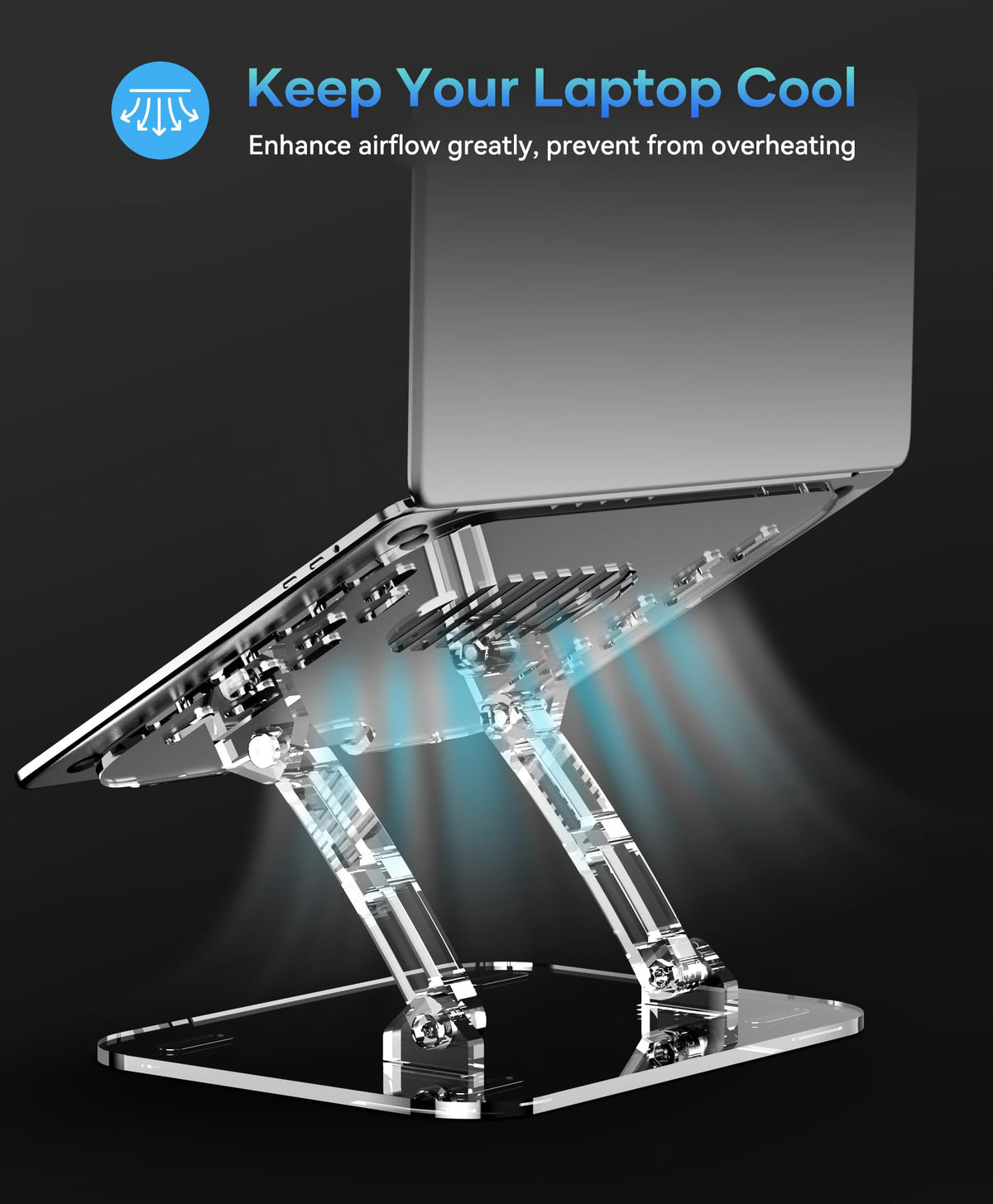 Lpoake Acrylic Laptop Stand for Desk, Adjustable Ergonomic Laptop Riser, Portable Foldable Computer Stand, Compatible with 10 to 15.6 Inches Notebook