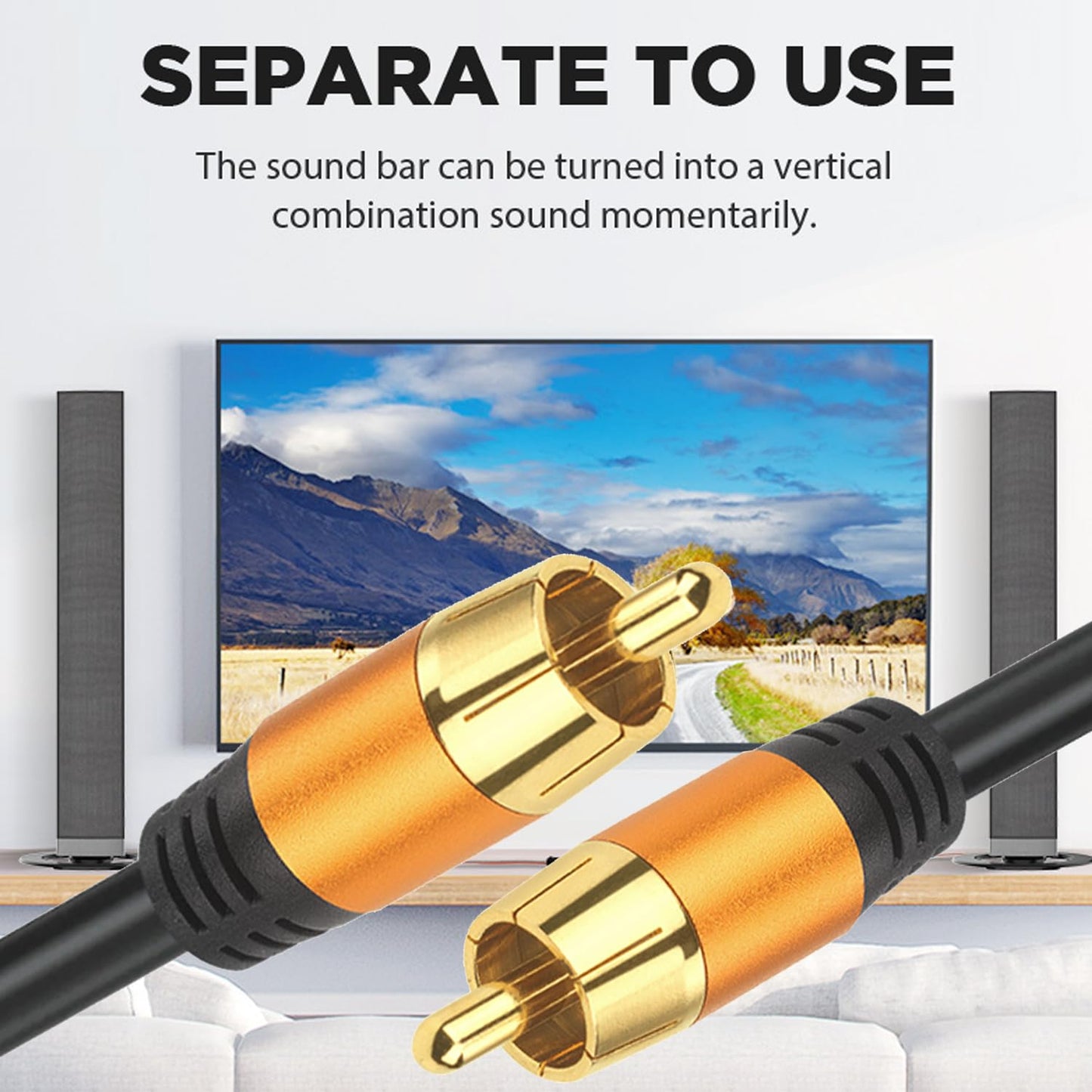 Digital Coaxial Audio Cable 40FT,1RCA Male to 1RCA Male Subwoofer Cable RCA Video Cable for Subwoofer, Home Theater, Video/Audio Subwoofer Rear View