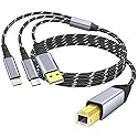 DCNETWORK Printer Cable,USB C&USB-A to USB-B Cable?High Speed Nylon Braided Scanner Printer Cord for HP Dell Epson Brother Lexmark Xerox Samsung Piano