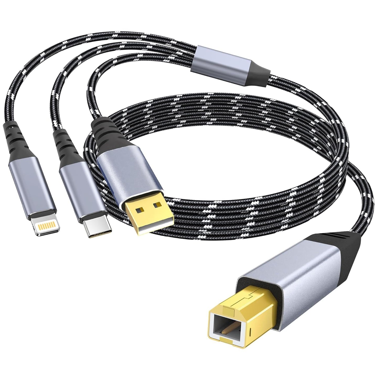 DCNETWORK Printer Cable,USB C&USB-A to USB-B Cable?High Speed Nylon Braided Scanner Printer Cord for HP Dell Epson Brother Lexmark Xerox Samsung Piano