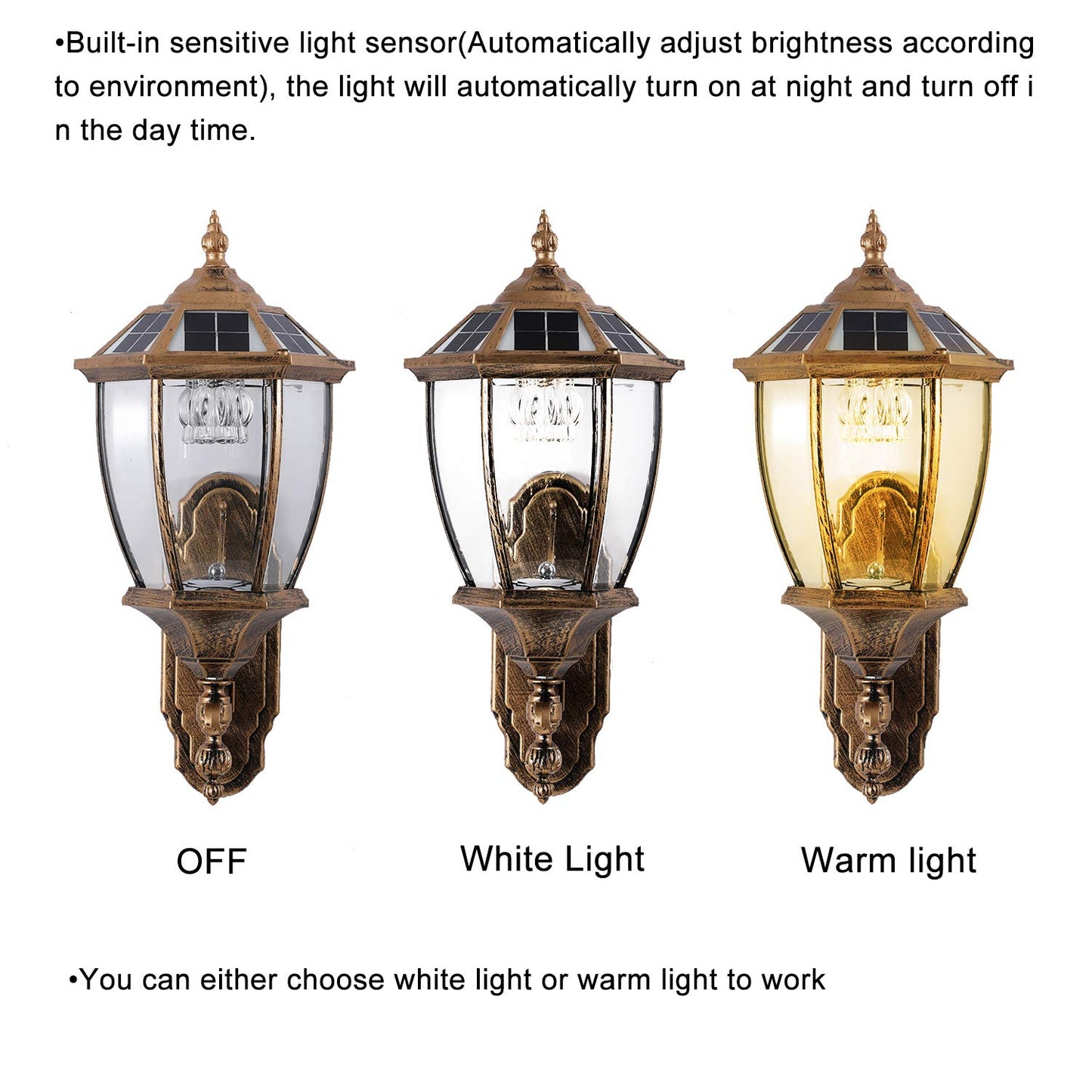 Lovefindahome Solar Wall Lamp with Light Sensor, Waterproof Outdoor Led Hexagonal Light Fixture for Garage, Front Porch, Fence, Yard, Bronze