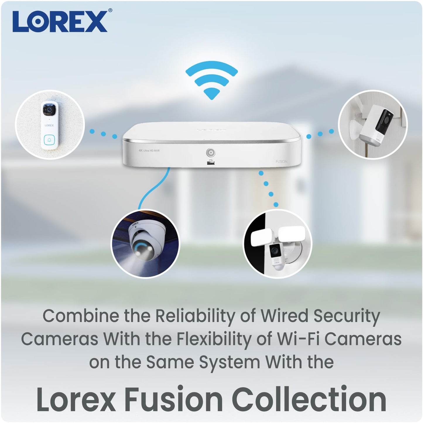 Lorex 4K 16 Camera Capable (8 Wired/8 Fusion WiFi) 2TB NVR System - Wired + Wireless Connectivity Capability, Remote Viewing, Local Storage & No Fees