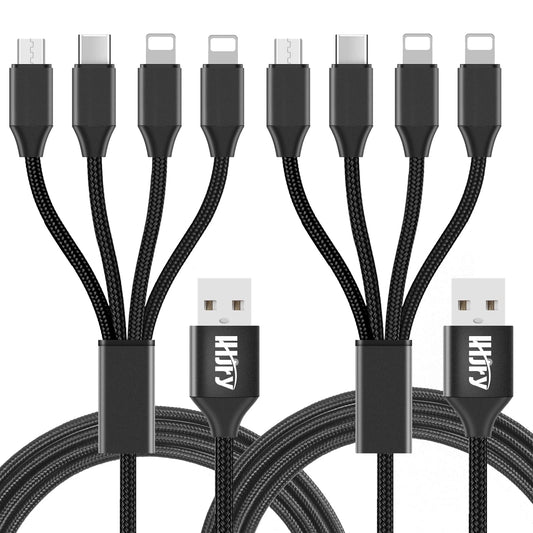 LHJRY Travel Essentials, 4 in 1 Multi Charging Cable 2Pack 6.6ft Multiple Charger Cord USB A to USB C/Micro USB Connector for Cell