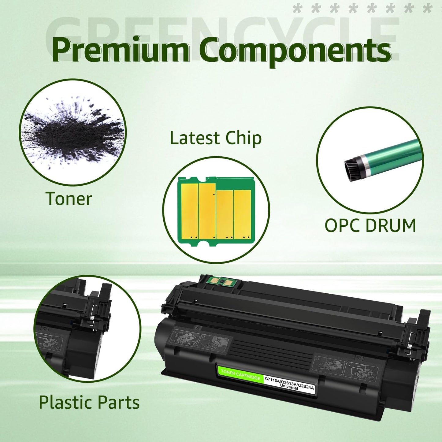 greencycle Q2624A 24A Replacement Black Toner Cartridge Compatible for HP LaserJet 1150 Printer Pack of 2