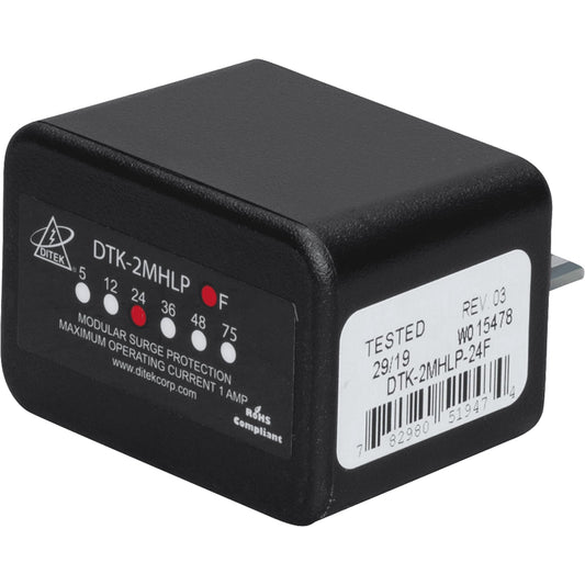 DITEK DTK-2MHLP24F 2 Pair, 24V, Modular Alam Panel Protector, UL497B Listed, W/ 1A Fuse