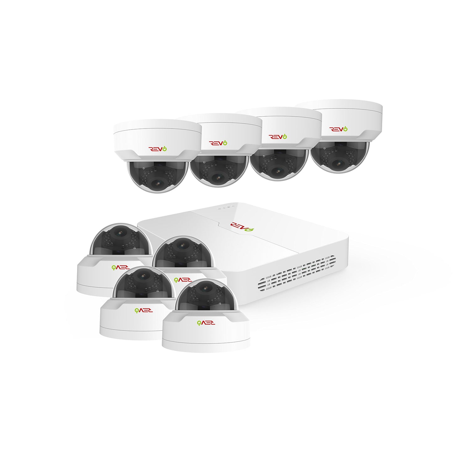 Revo America Ultra 8Ch. 2TB HDD 4K IP NVR Security System - Fixed Lens 8 x 4MP Mini Vadal Dome IP Cameras - Remote Access via Smart Phone, Tablet, PC
