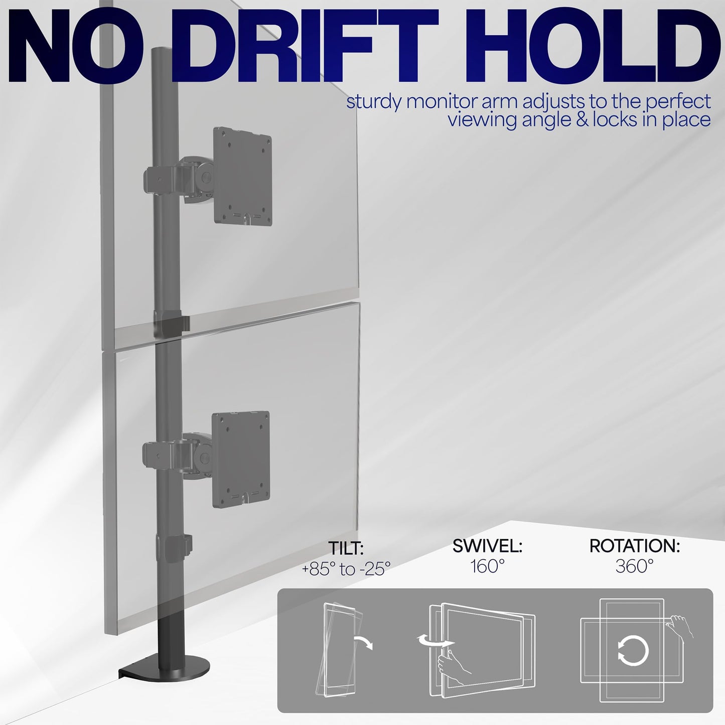 VIVO Dual Vertically Stacked Ultra-Wide Monitor Desk Mount for up to 49 inch Ultrawide Screens, Extra Tall Heavy Duty Adjustable Stand Holds 44 lbs