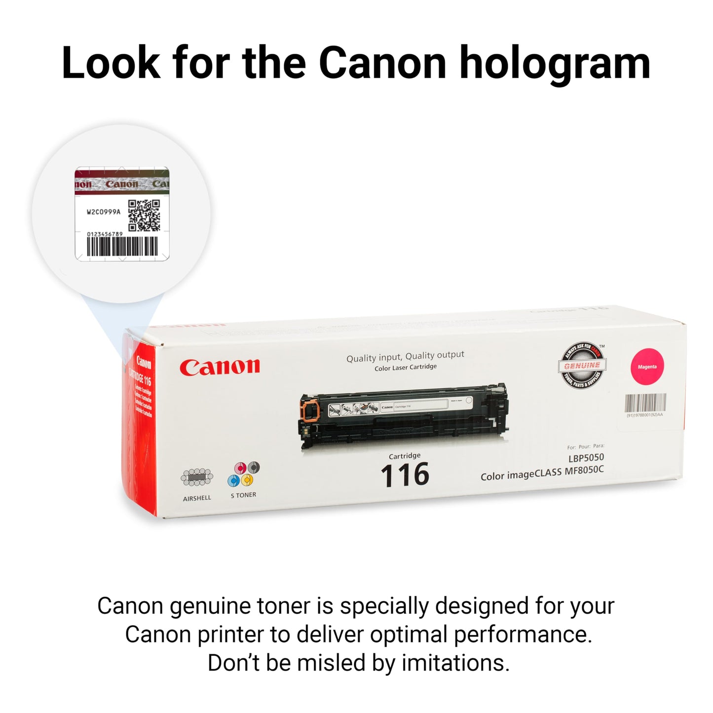 Canon Genuine 116 Magenta Toner Cartridge Compatible with MF8050Cn, MF8080Cw