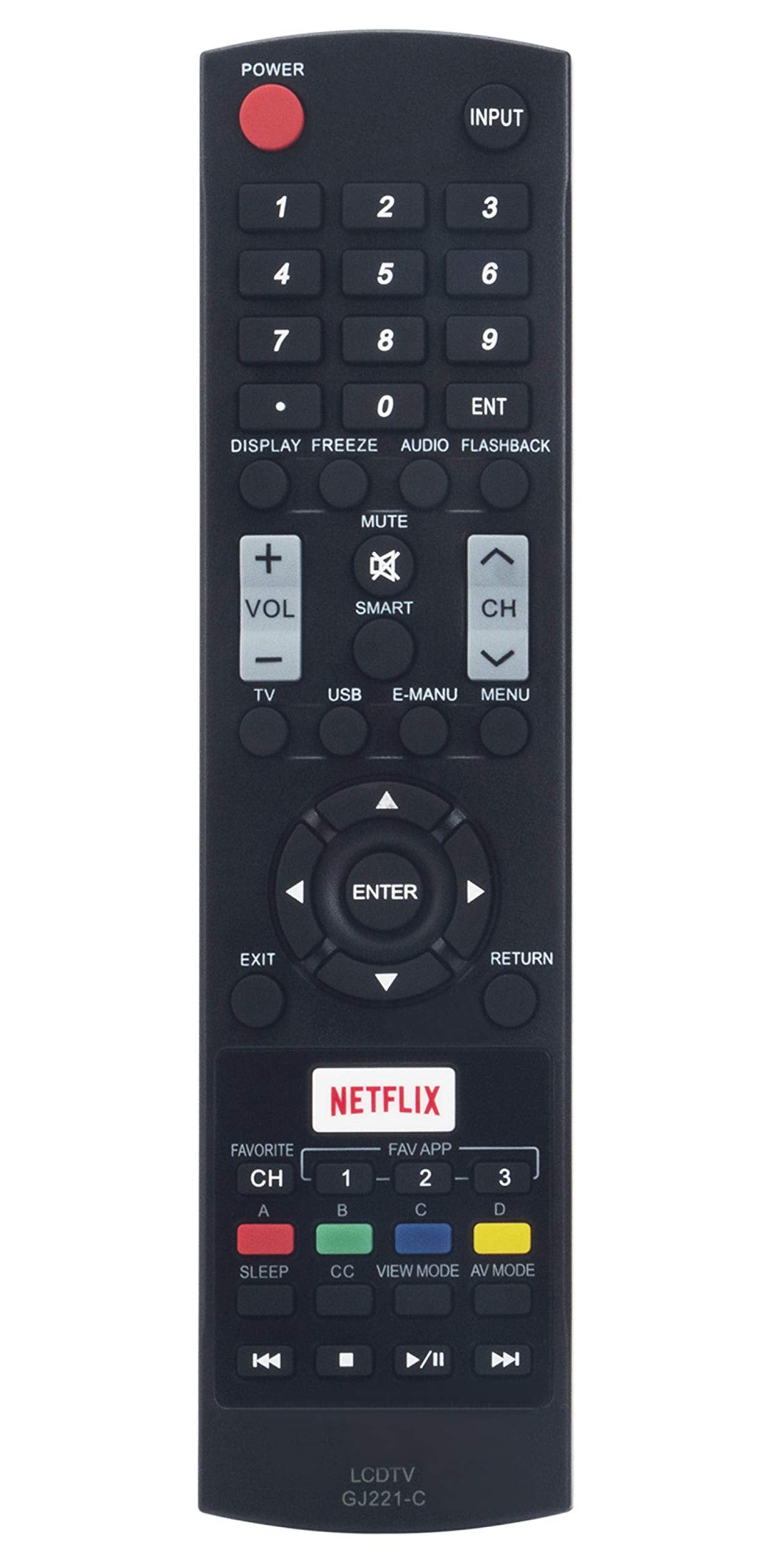 GJ221-C Replaced Remote fit for Sharp LCD TV LC32LE653U LC-32LE653U LC40LE653U LC-40LE653U LC43LE653U LC-43LE653U LC48LE653U LC-48LE653U LC55LE653U