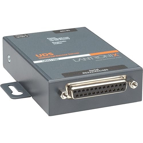 Lantronix UD1100001-01 UDS1100 - One Port Serial (RS232/ RS422/ RS485) to IP Ethernet Device Server - UL864, US Domestic 110VAC - Convert from RS-232