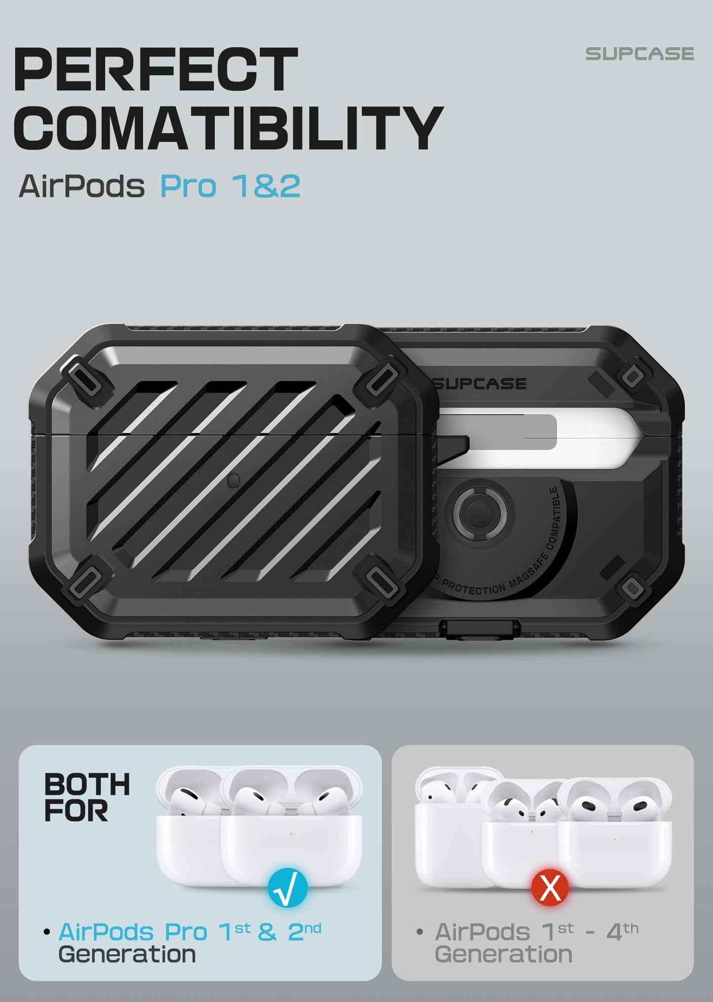 SUPCASE for AirPods Pro 2nd/1st Generation Case with Clean Pen & Carabiner (Unicorn Beetle Mag), [Military-Grade Protection] [Compatible with MagSafe]