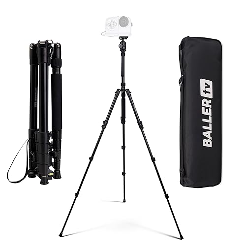 Ultra Portable 80” Aluminum Tripod Stand - Official BallerCam Accessory, Lightweight 5-Section Travel Tripod with Ball Head, Folds to 16.5”, Max Load